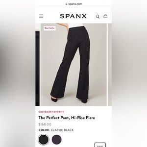 Spanx The Perfect Pant High Rise Flare Pant Black Small